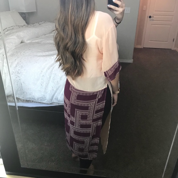 Peach & Maroon Aztec Maxi Duster - Picture 6 of 8